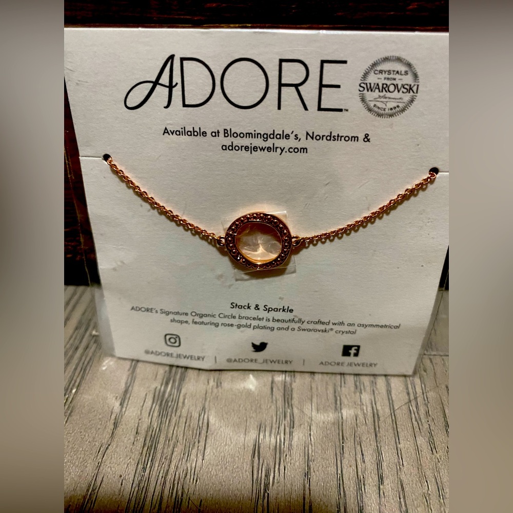 Adore Stack & Sparkle Organic Circle Bracelet Rise Gold Plated Swarovski